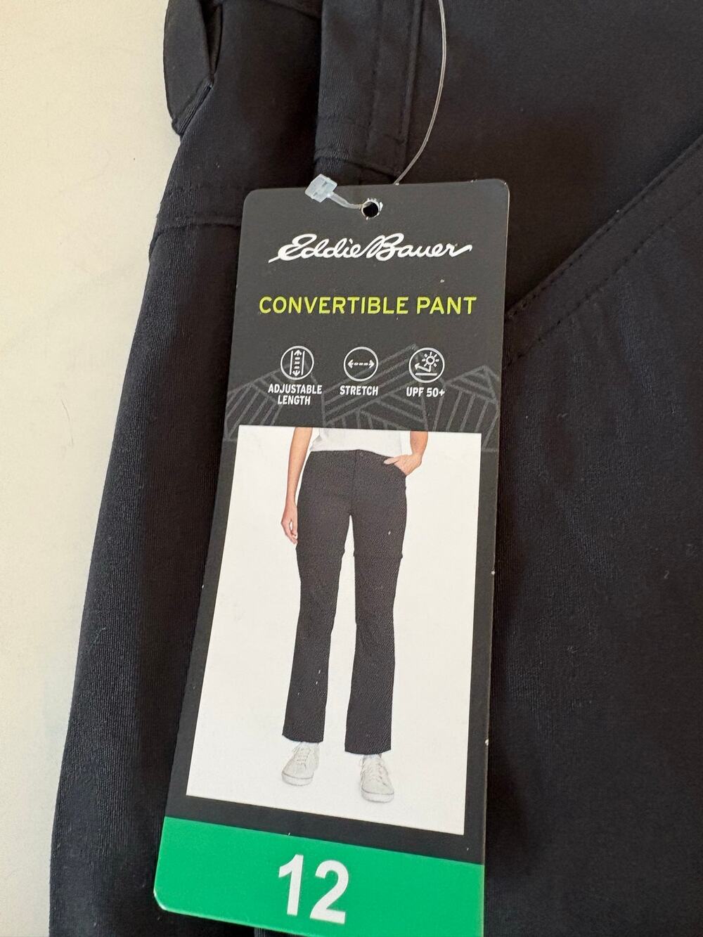 Eddie Bauer convertible hiking pants black size 12 NWT